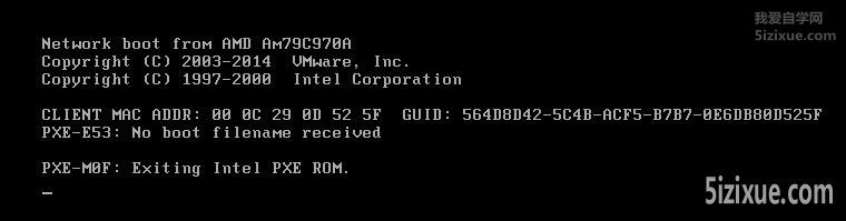 
		VMware安装XP ISO镜像后出现No boot filename received	